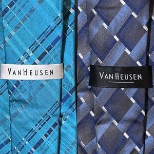 Van Heusen Mens Necktie‎ 1 Turquoise Blue Striped 1 Blue Gray Striped Set of 2